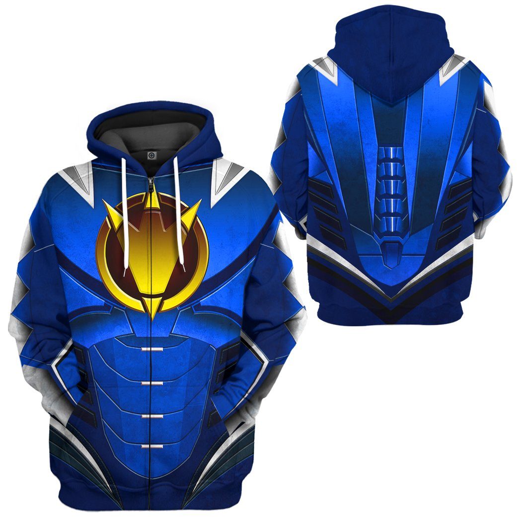 gear thunder Gearhumans 3D Power Ranger Dino Thunder Blue Custom Tshirt Hoodie Apparel