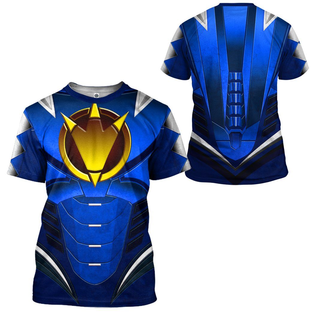 Gearhuman 3D Power Ranger Dino Thunder Blue Custom Tshirt Hoodie Apparel GK260128 3D Apparel