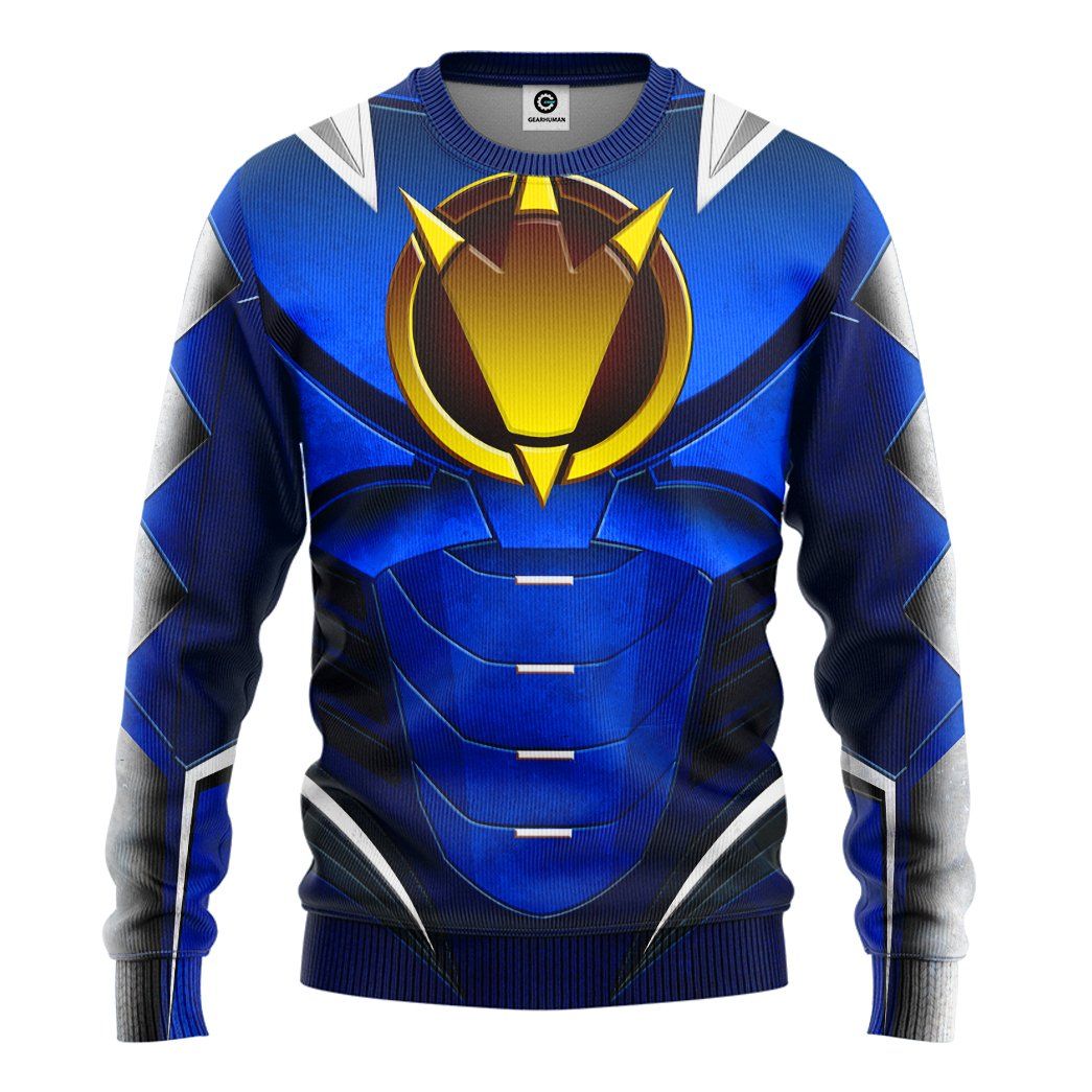 Gearhuman 3D Power Ranger Dino Thunder Blue Custom Tshirt Hoodie Apparel GK260128 3D Apparel Long Sleeve S