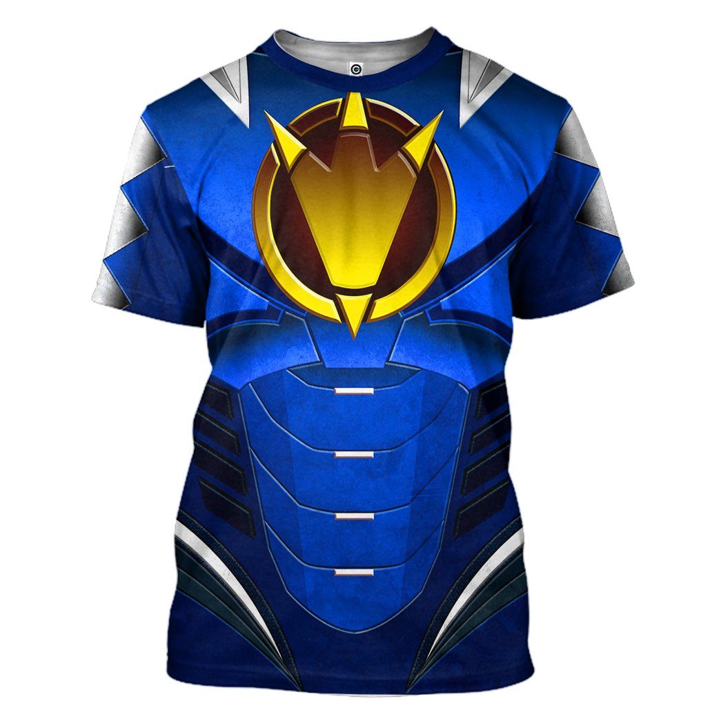 Gearhuman 3D Power Ranger Dino Thunder Blue Custom Tshirt Hoodie Apparel GK260128 3D Apparel T-Shirt S
