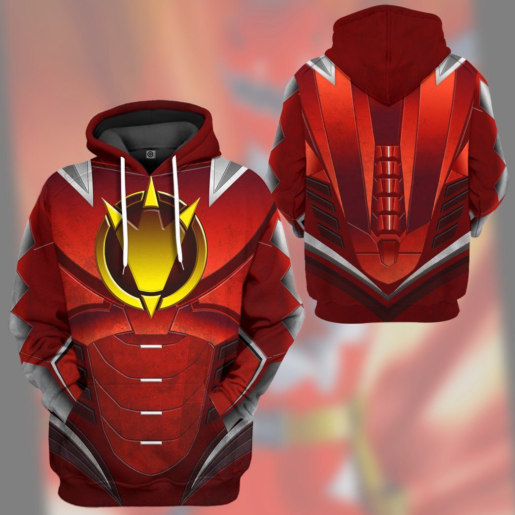 Gearhuman 3D Power Ranger Dino Thunder Red Custom Tshirt Hoodie Apparel GK260125 3D Apparel
