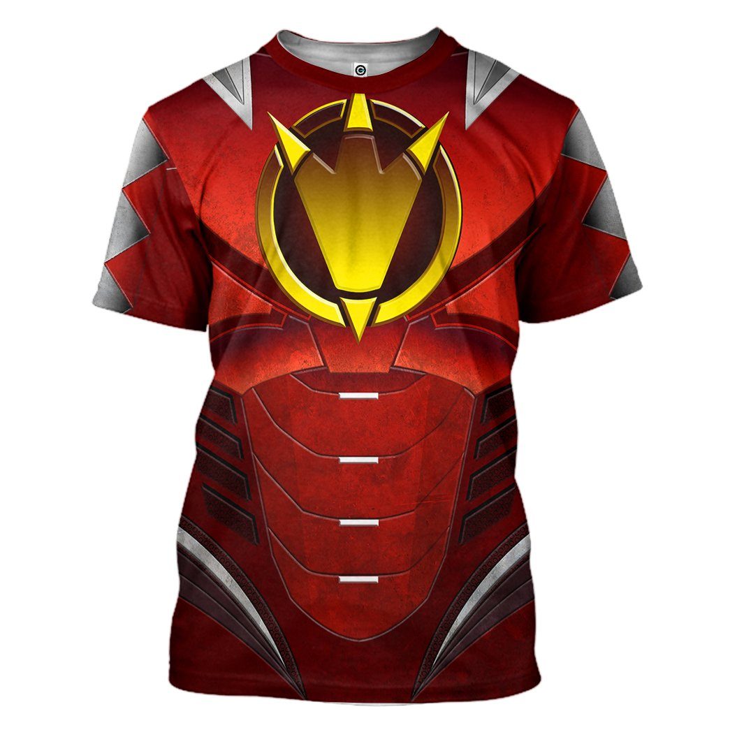 Gearhuman 3D Power Ranger Dino Thunder Red Custom Tshirt Hoodie Apparel GK260125 3D Apparel T-Shirt S