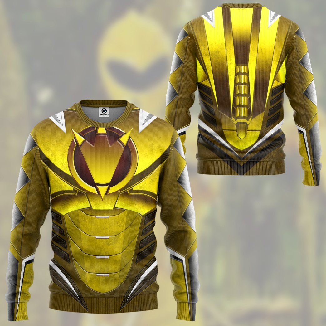 Gearhuman 3D Power Ranger Dino Thunder Yellow Custom Tshirt Hoodie Apparel GK260127 3D Apparel