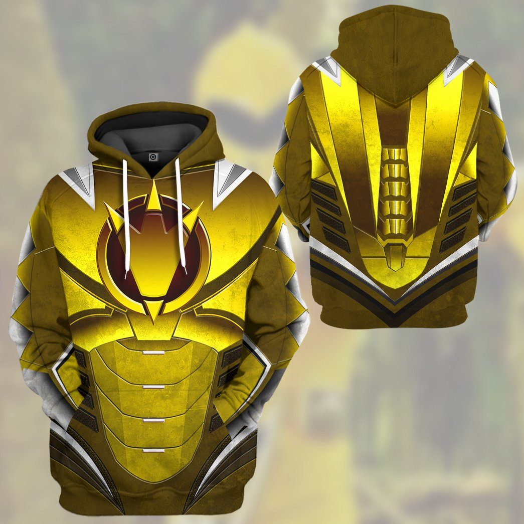 gear thunder Gearhumans 3D Power Ranger Dino Thunder Yellow Custom Tshirt Hoodie Ap