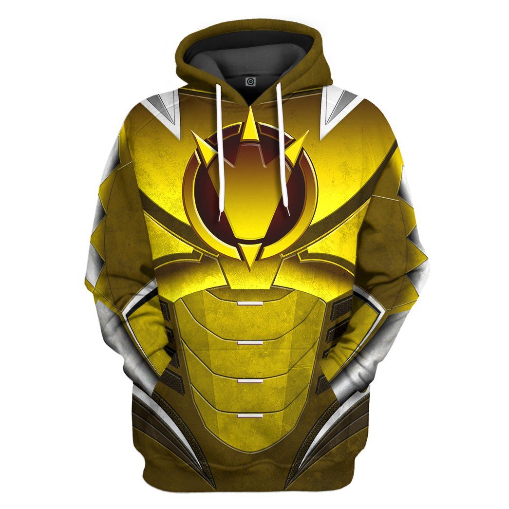 Gearhuman 3D Power Ranger Dino Thunder Yellow Custom Tshirt Hoodie Apparel GK260127 3D Apparel Hoodie S