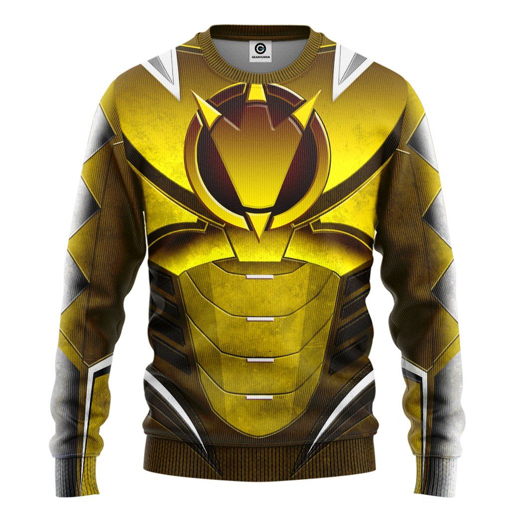 Gearhuman 3D Power Ranger Dino Thunder Yellow Custom Tshirt Hoodie Apparel GK260127 3D Apparel Long Sleeve S