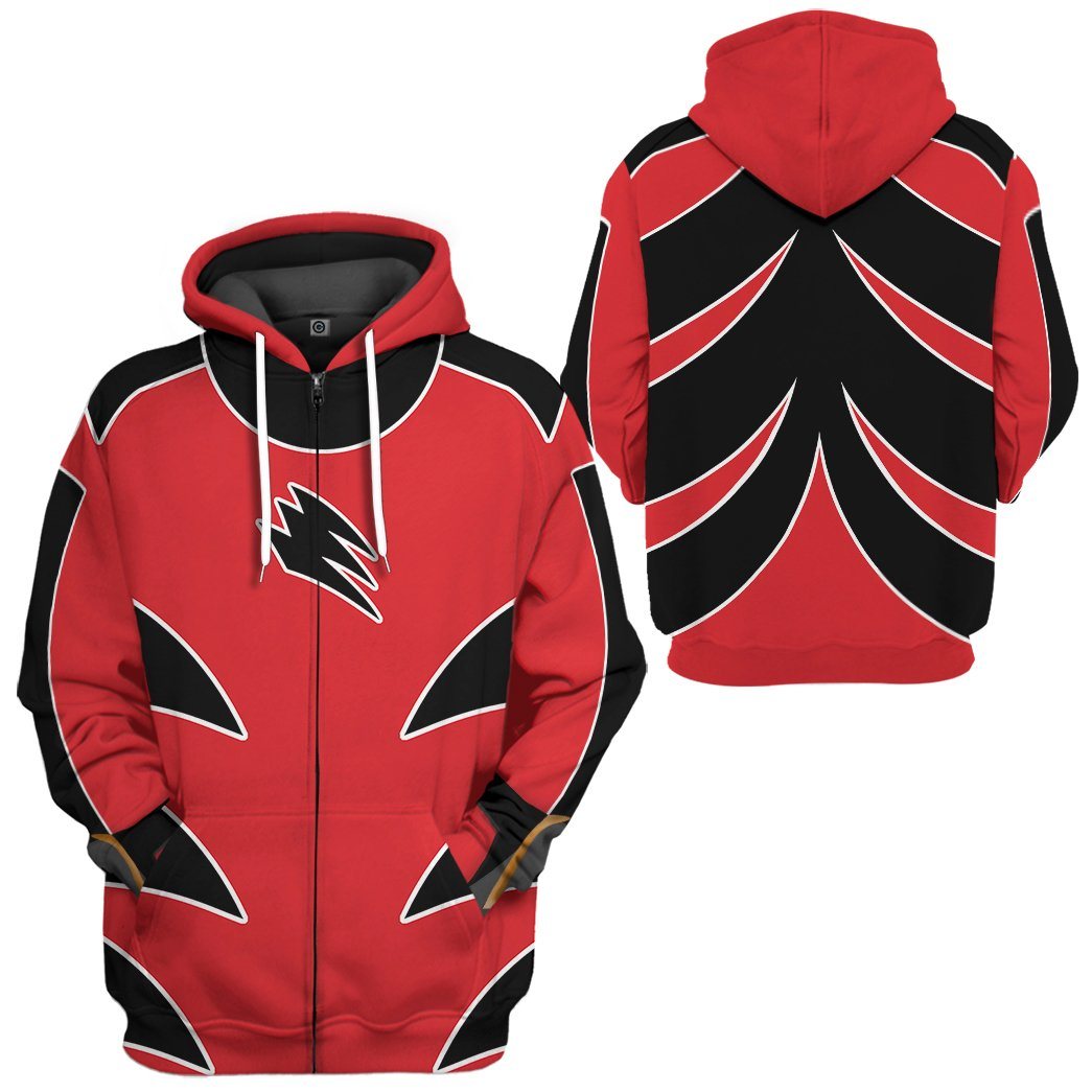 fury gear Gearhumans 3D Power Ranger Jungle Fury Red Ranger Tshirt Hoodie Appare