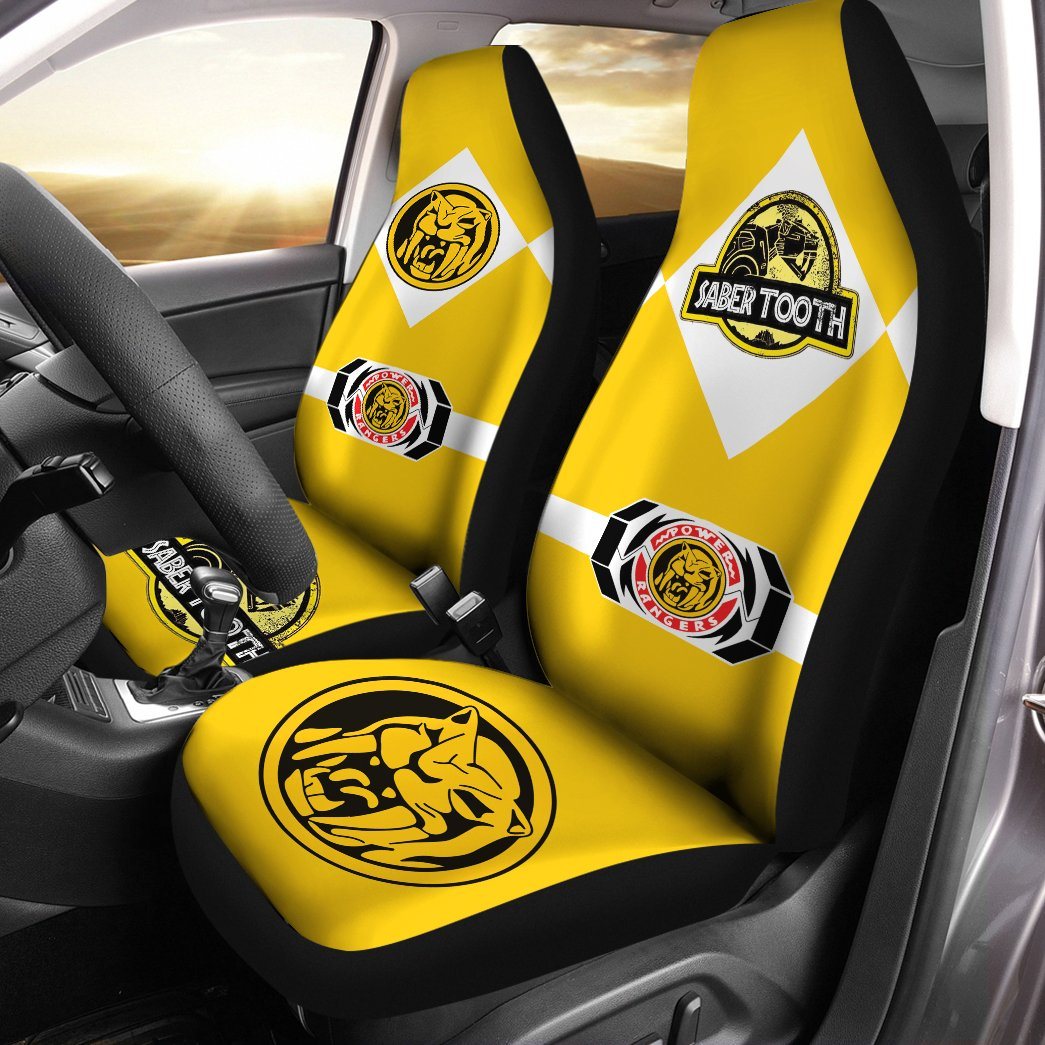 Gearhuman 3D Power Ranger Saber Tooth Yellow Custom Car Seat Covers GV20017 Car Seat Covers 