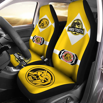 Gearhumans 3D MIGHTY MORPHIN Power Ranger Saber Tooth Yellow Custom Car Seat Covers