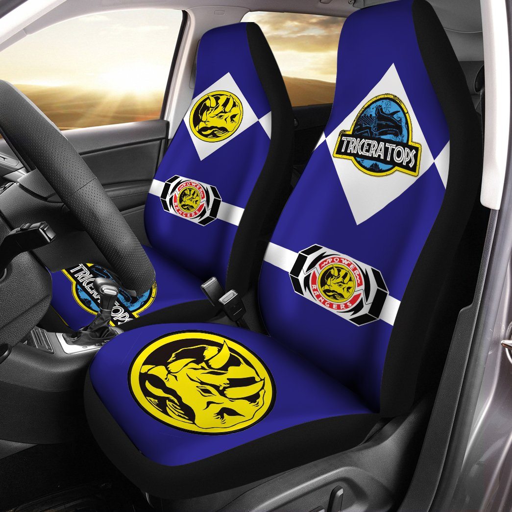 Gearhuman 3D Power Ranger Triceratops Blue Custom Car Seat Covers GV20016 Car Seat Covers 