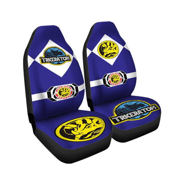 Gearhumans 3D MIGHTY MORPHIN Power Ranger Triceratops Blue Custom Car Seat Covers