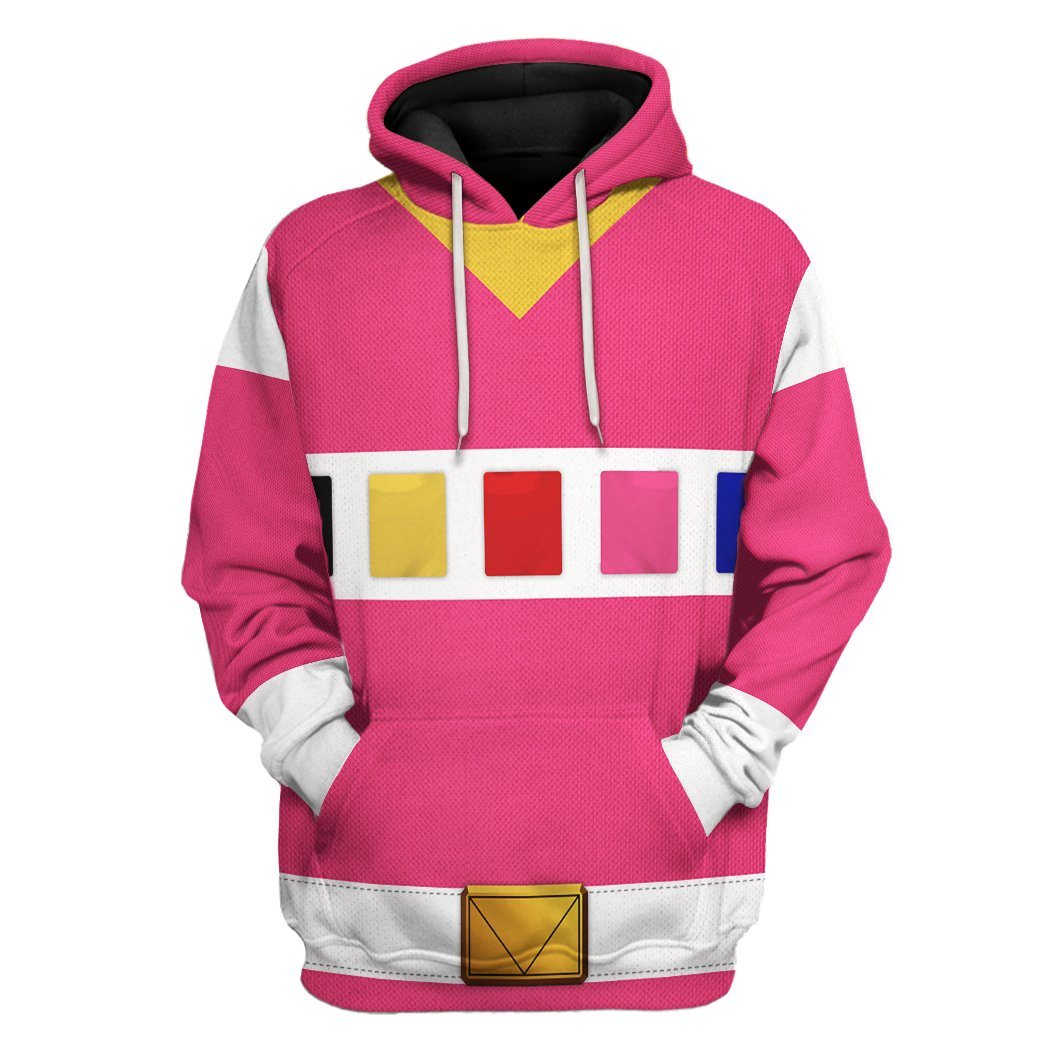 Gearhuman 3D Power Rangers in Space Pink Custom Tshirt Hoodie Apparel GV040112 3D Apparel Hoodie S 