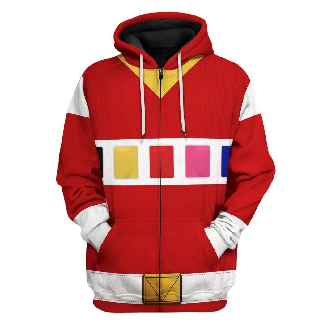 Gearhuman 3D Power Rangers in Space Red Custom Tshirt Hoodie Apparel GV040115 3D Apparel Zip Hoodie S 