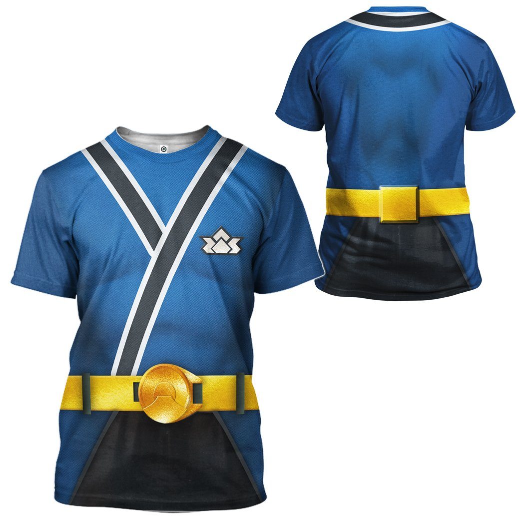 Gearhuman 3D Power Rangers Samurai Blue Custom Tshirt Hoodie Apparel GV08018 3D Apparel 