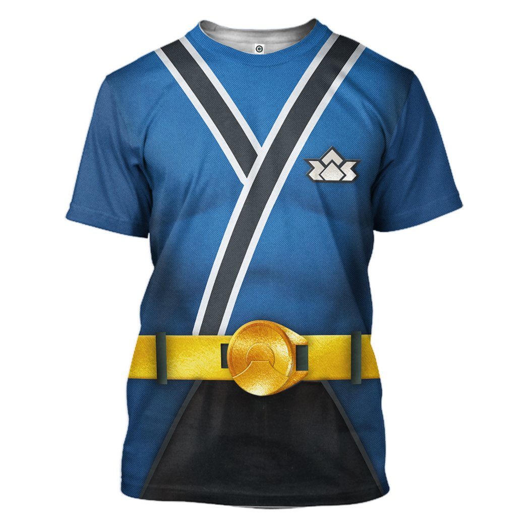 Gearhuman 3D Power Rangers Samurai Blue Custom Tshirt Hoodie Apparel GV08018 3D Apparel T-Shirt S 