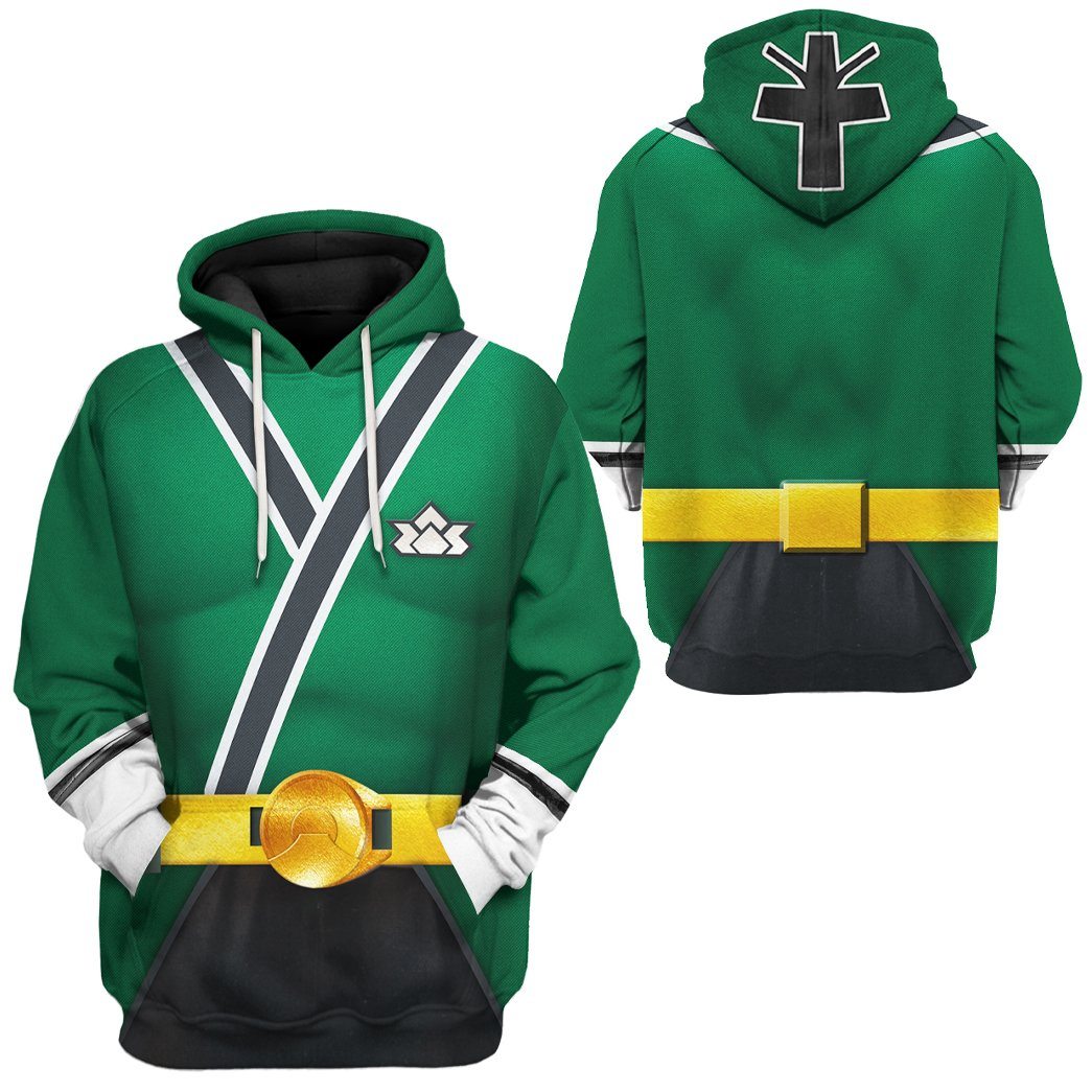 Gearhuman 3D Power Rangers Samurai Green Custom Tshirt Hoodie Apparel GV08017 3D Apparel 
