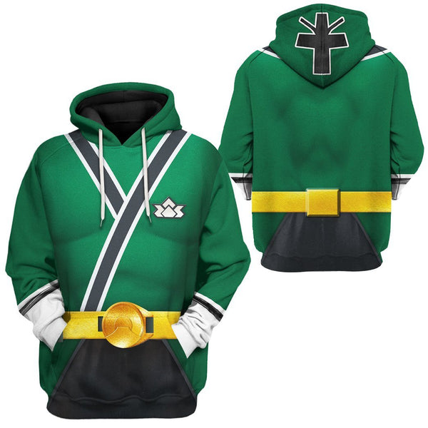 CustomsPig Power Rangers Turbo Green Costumes Hoodie Sweatshirt T-shir