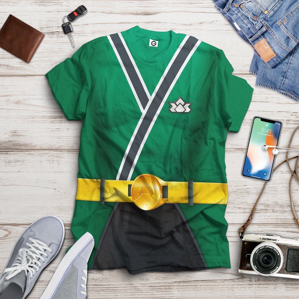 Gearhumans 3D Power Rangers Samurai Green Custom Tshirt Hoodie Apparel