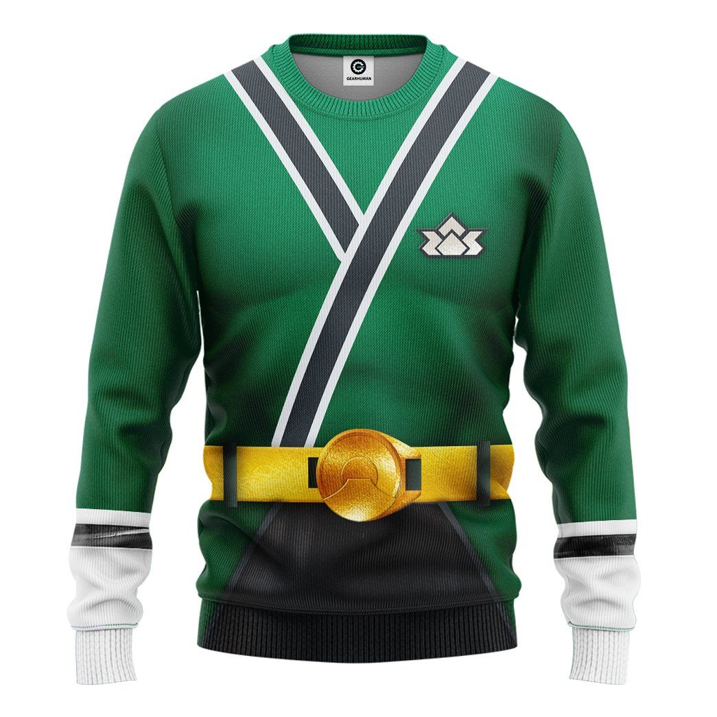 Gearhuman 3D Power Rangers Samurai Green Custom Tshirt Hoodie Apparel GV08017 3D Apparel Long Sleeve S 