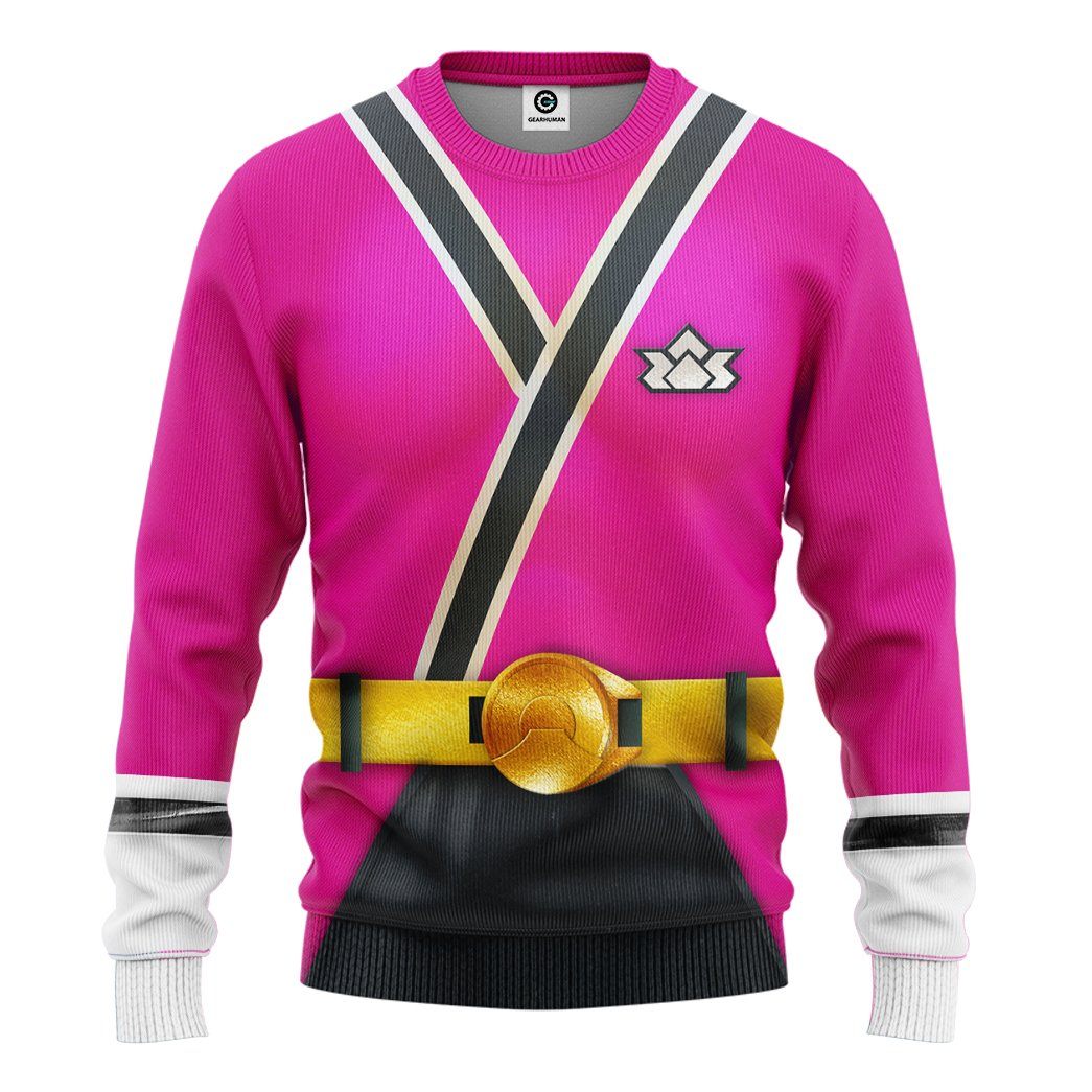Gearhuman 3D Power Rangers Samurai Pink Custom Tshirt Hoodie Apparel GV080110 3D Apparel Long Sleeve S 