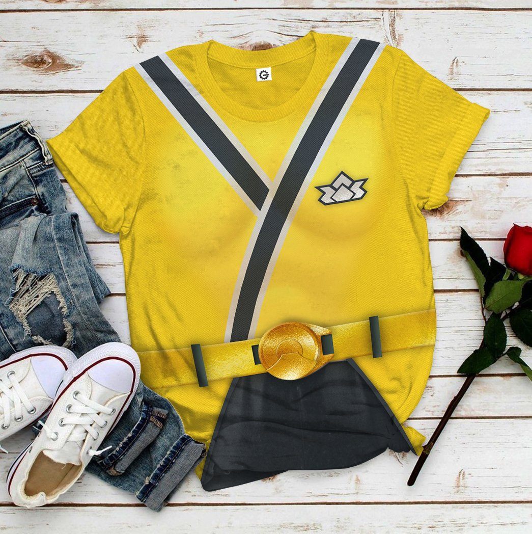 Gearhumans 3D Power Rangers Samurai Yellow Custom Tshirt Hoodie Appare