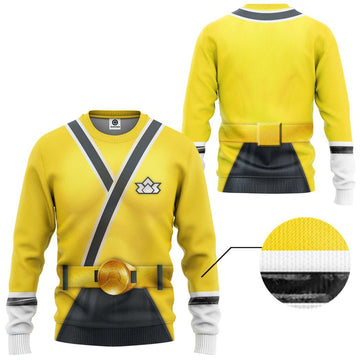 Gearhuman 3D Power Rangers Samurai Yellow Custom Tshirt Hoodie Apparel GV08019 3D Apparel 