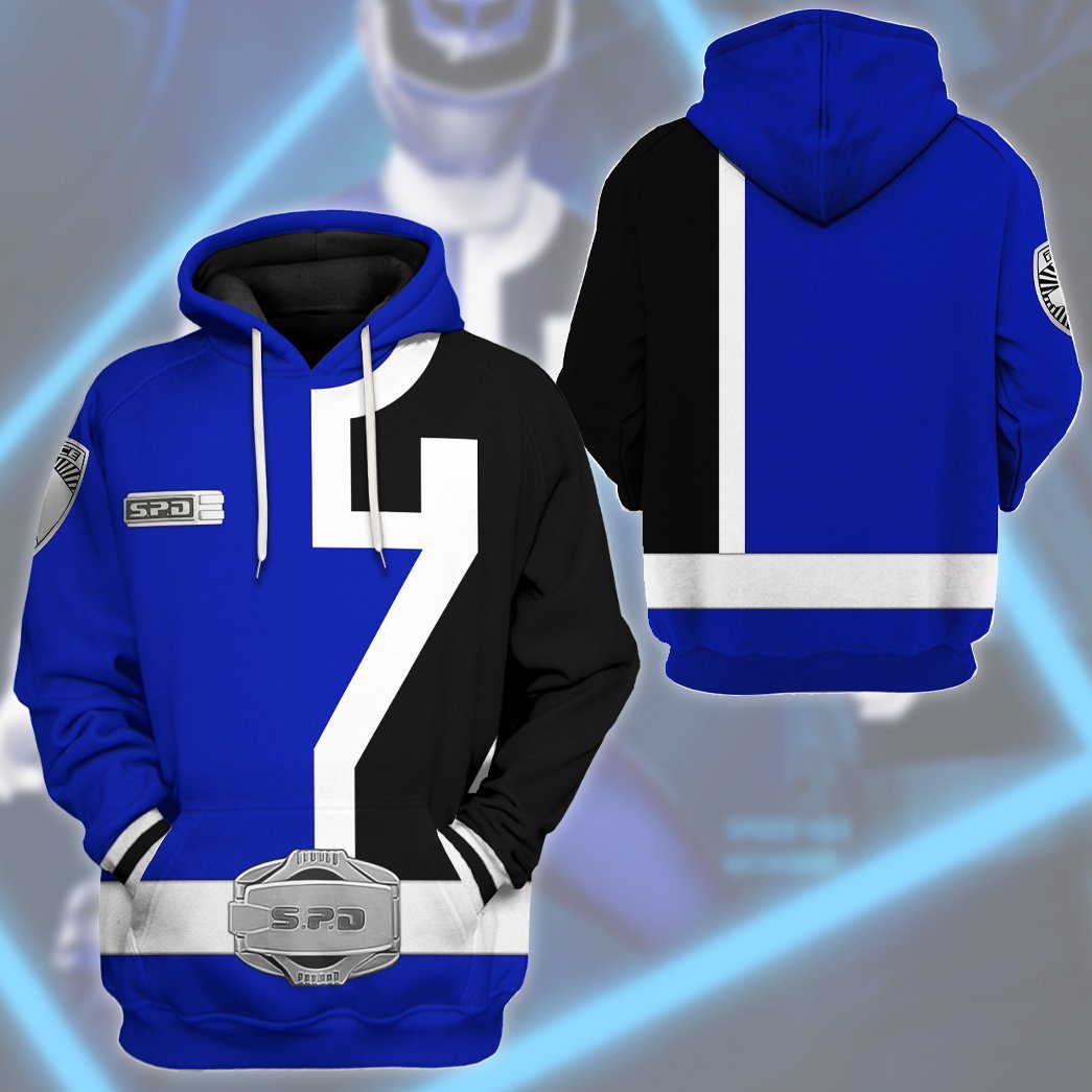 Gearhuman 3D Power Rangers S.P.D Blue Tshirt Hoodie Apparel GB290125 3D Apparel