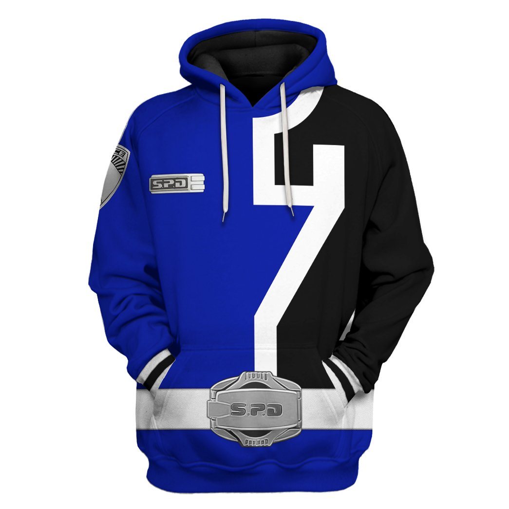 Gearhumans 3D Power Rangers S.P.D Blue Tshirt Hoodie Apparel