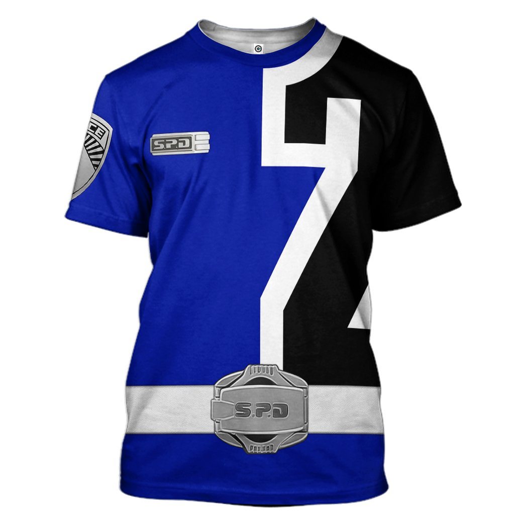 Gearhuman 3D Power Rangers S.P.D Blue Tshirt Hoodie Apparel GB290125 3D Apparel T-Shirt S