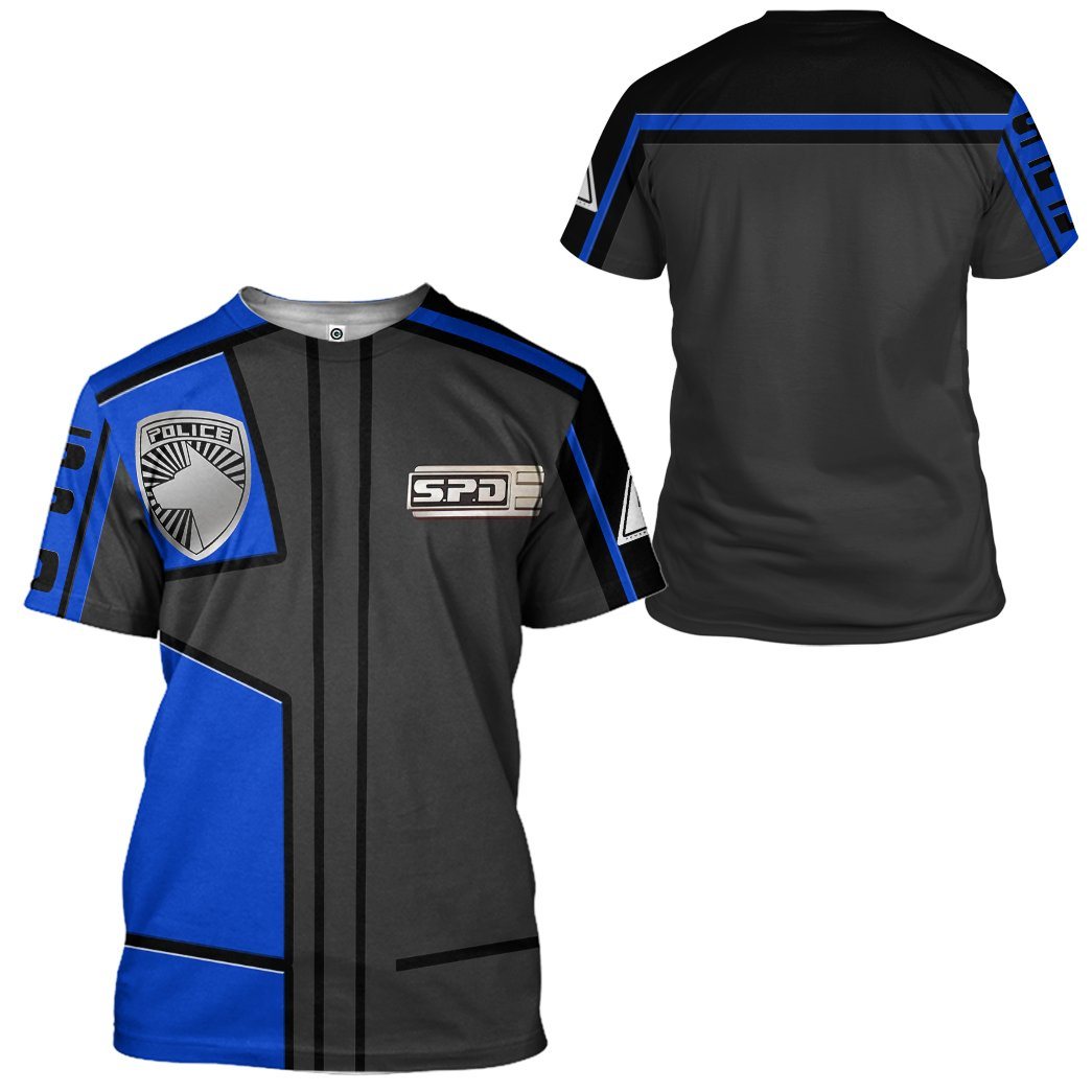 Gearhuman 3D Power Rangers S.P.D Blue Uniform Tshirt Hoodie Apparel GB290152 3D Apparel