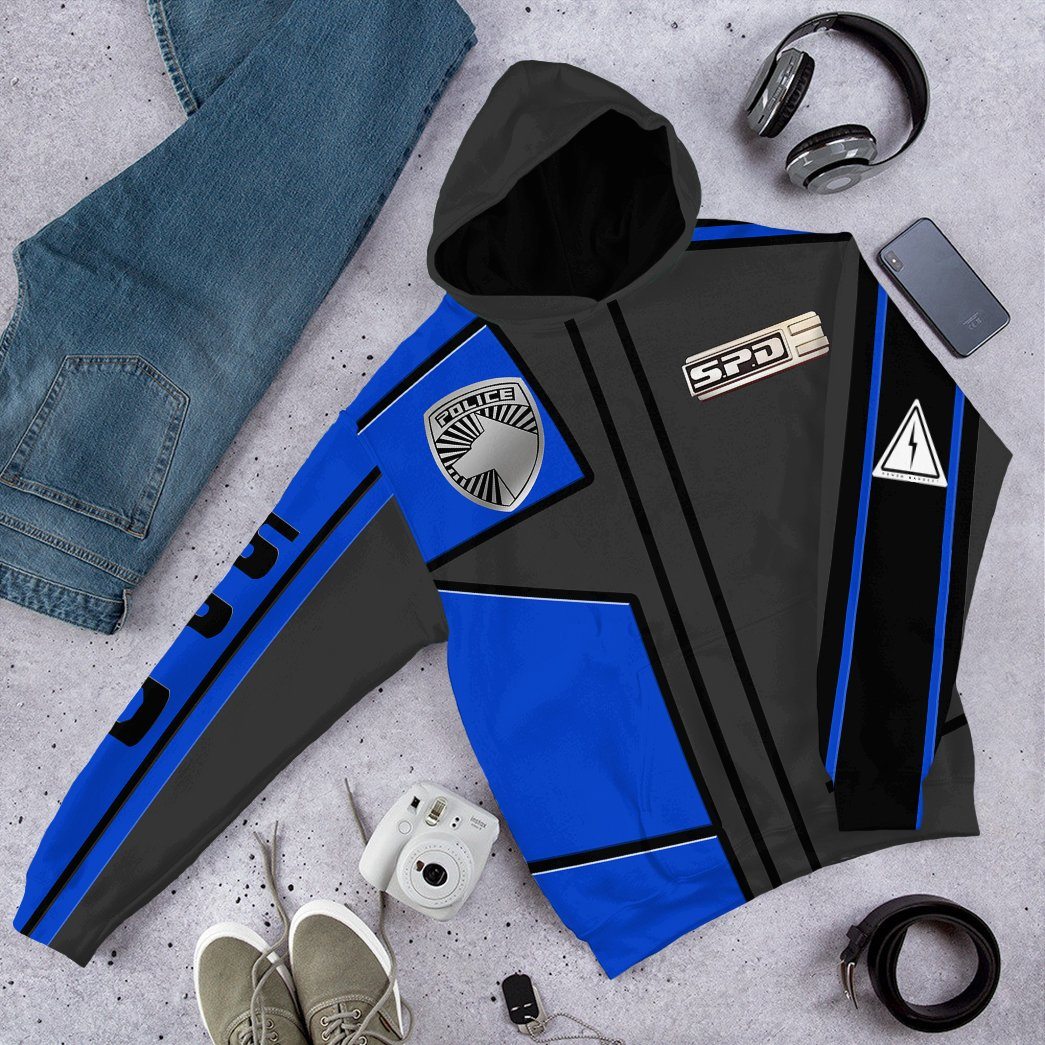 Gearhuman 3D Power Rangers S.P.D Blue Uniform Tshirt Hoodie Apparel GB290152 3D Apparel