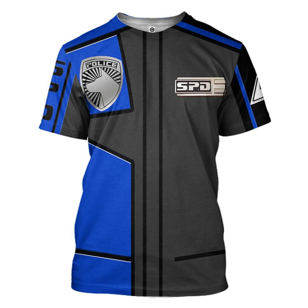 Gearhuman 3D Power Rangers S.P.D Blue Uniform Tshirt Hoodie Apparel GB290152 3D Apparel T-Shirt S