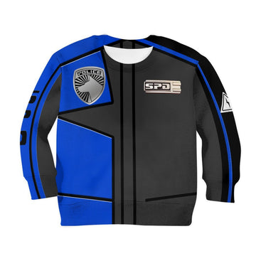 Gearhumans 3D Power Rangers SPD Blue Uniform Tshirt Hoodie Kids