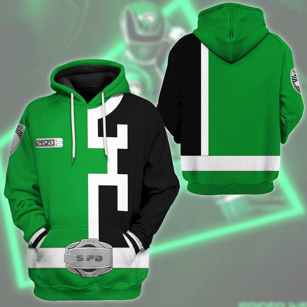 Gearhuman 3D Power Rangers S.P.D Green Tshirt Hoodie Apparel GB290121 3D Apparel