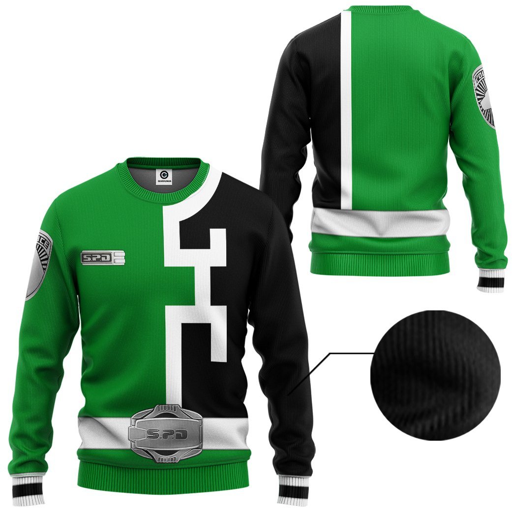 Gearhuman 3D Power Rangers S.P.D Green Tshirt Hoodie Apparel GB290121 3D Apparel