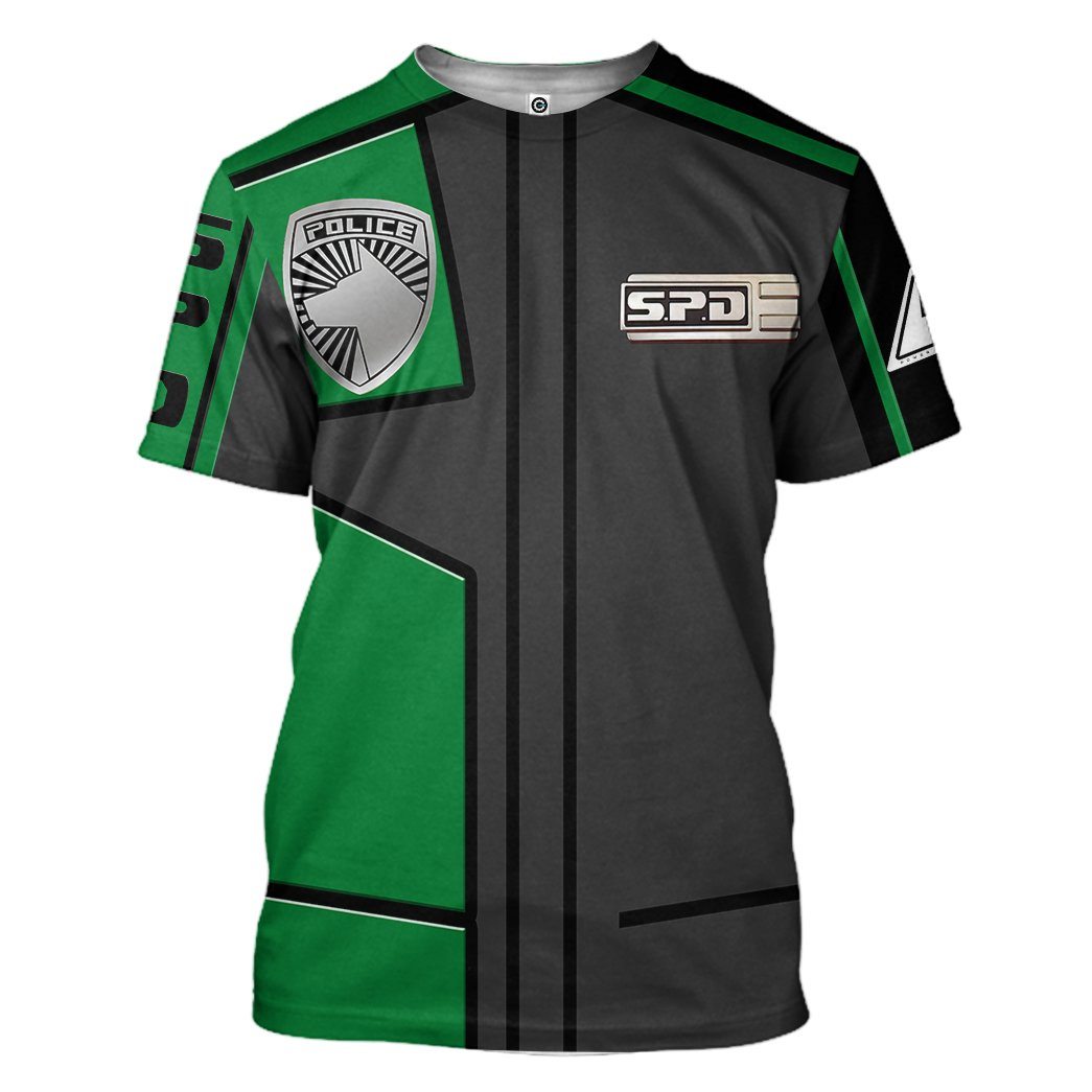 Gearhuman 3D Power Rangers S.P.D Green Uniform Tshirt Hoodie Apparel GB290135 3D Apparel T-Shirt S