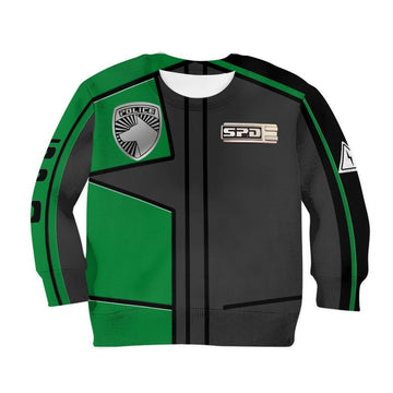 Gearhumans 3D Power Rangers SPD Green Uniform Tshirt Hoodie Kids