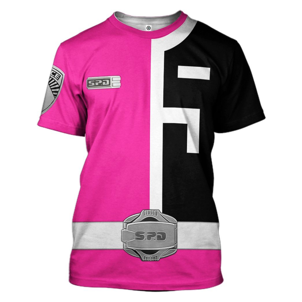 Gearhuman 3D Power Rangers S.P.D Pink Tshirt Hoodie Apparel GB290123 3D Apparel T-Shirt S