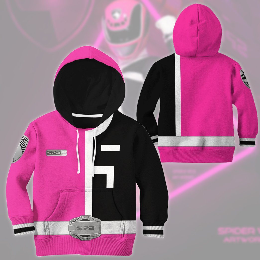 Gearhuman 3D Power Rangers SPD Pink Tshirt Hoodie Kids GB22028 Kid 3D Apparel