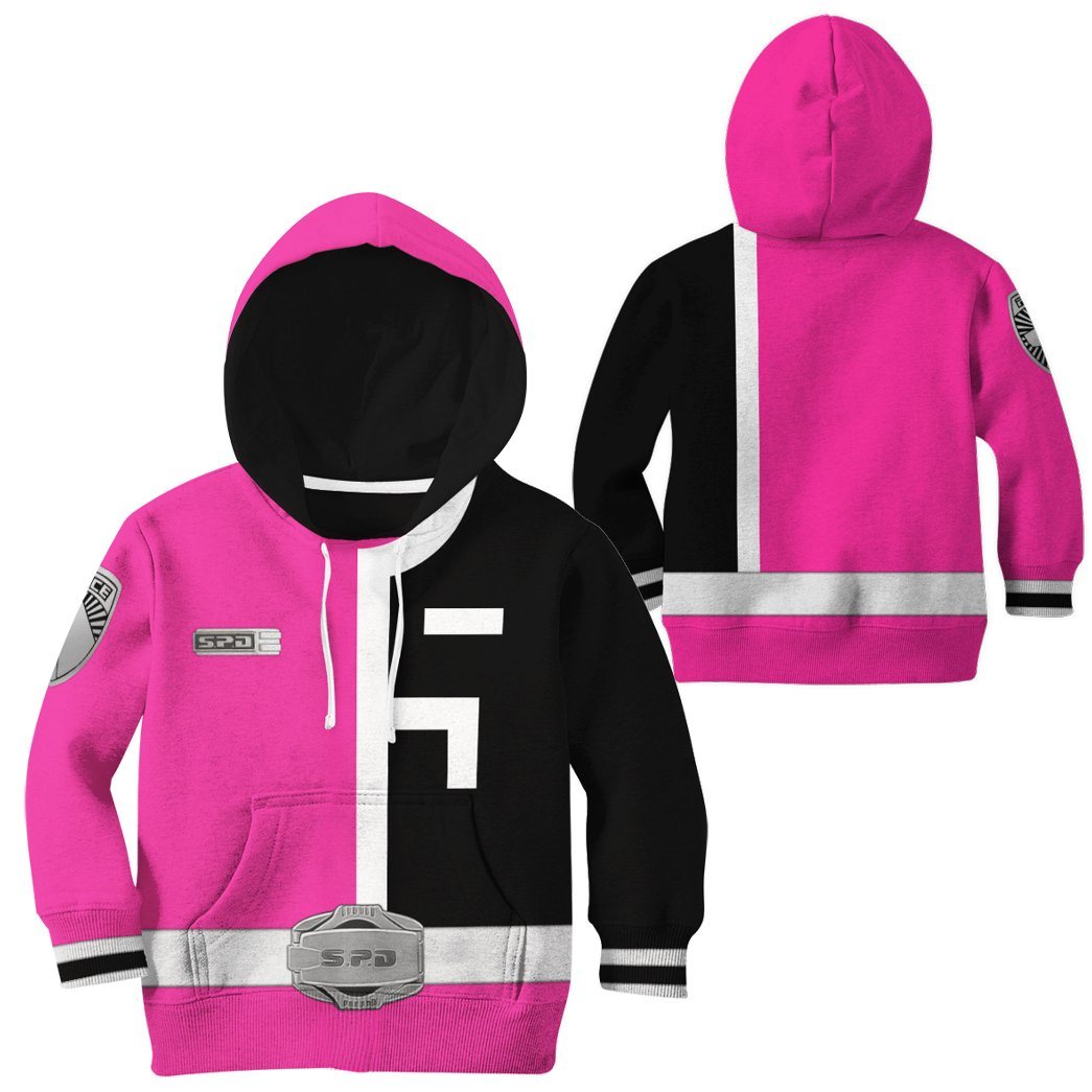 Gearhuman 3D Power Rangers SPD Pink Tshirt Hoodie Kids GB22028 Kid 3D Apparel