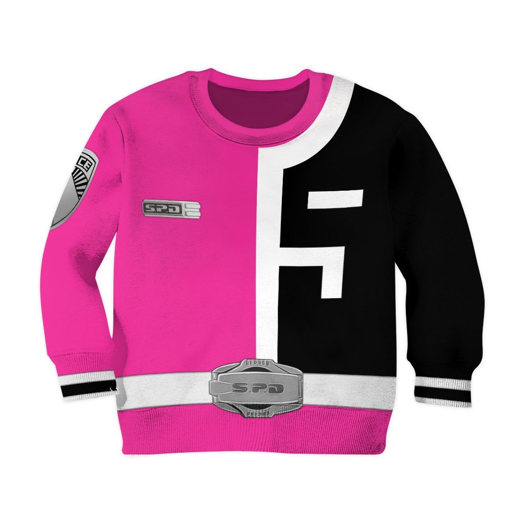 Gearhuman 3D Power Rangers SPD Pink Tshirt Hoodie Kids GB22028 Kid 3D Apparel Kid Sweatshirt XS