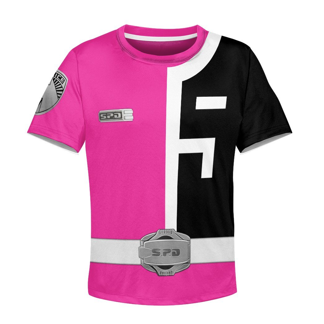 Gearhuman 3D Power Rangers SPD Pink Tshirt Hoodie Kids GB22028 Kid 3D Apparel Kid T-Shirt XS