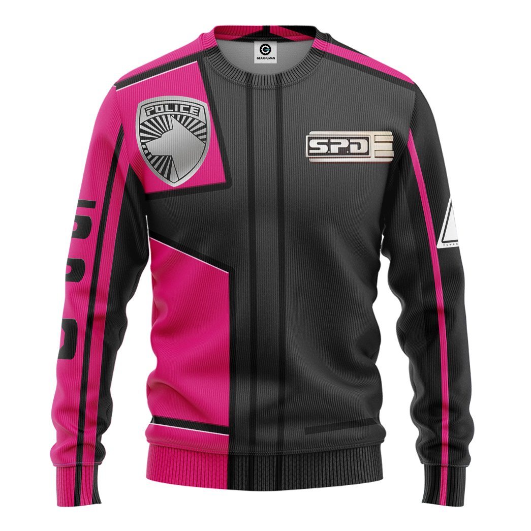 Gearhuman 3D Power Rangers S.P.D Pink Uniform Tshirt Hoodie Apparel GB290145 3D Apparel Long Sleeve S