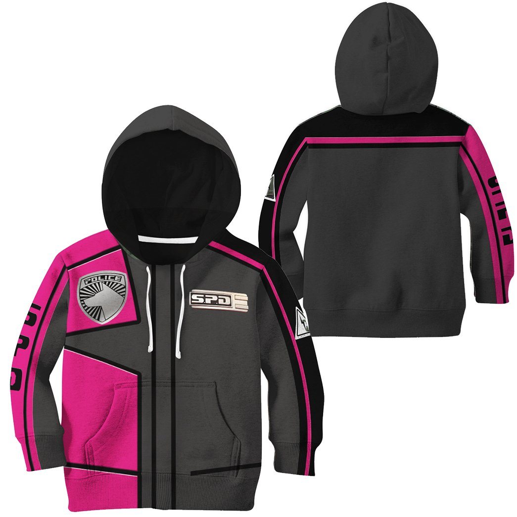 Gearhuman 3D Power Rangers SPD Pink Uniform Tshirt Hoodie Kids GB220218 Kid 3D Apparel