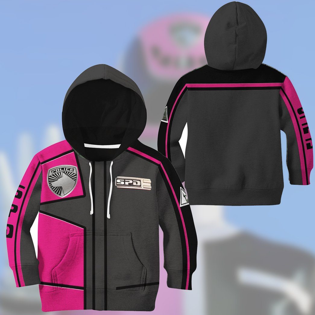 Gearhuman 3D Power Rangers SPD Pink Uniform Tshirt Hoodie Kids GB220218 Kid 3D Apparel