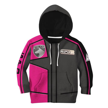 Gearhuman 3D Power Rangers SPD Pink Uniform Tshirt Hoodie Kids GB220218 Kid 3D Apparel Kid Hoodie XS