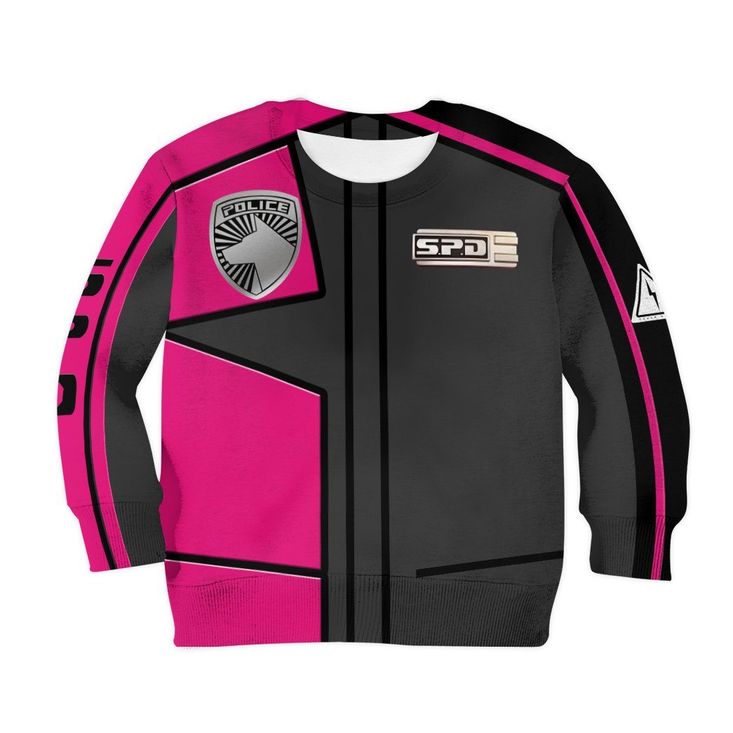 Gearhuman 3D Power Rangers SPD Pink Uniform Tshirt Hoodie Kids GB220218 Kid 3D Apparel Kid Sweatshirt XS