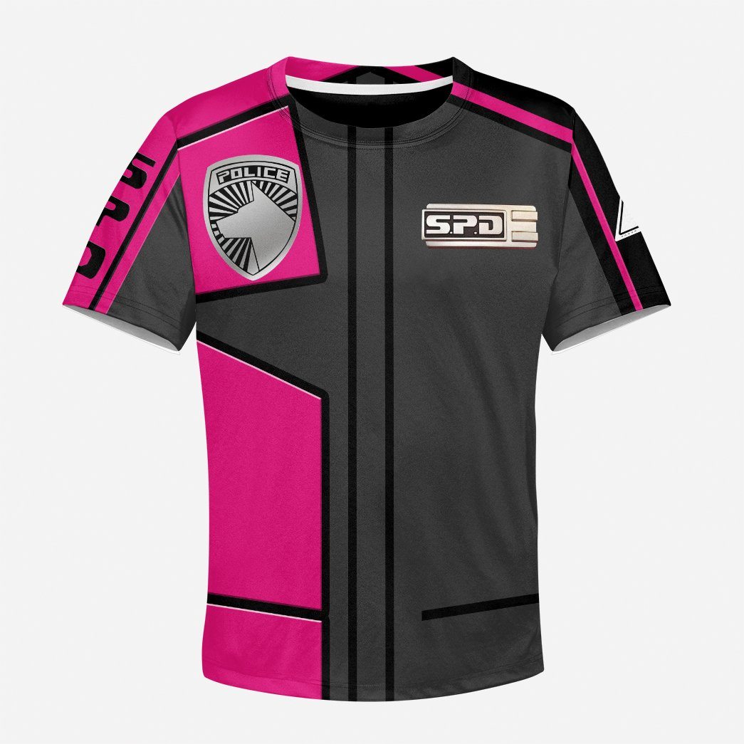 Gearhuman 3D Power Rangers SPD Pink Uniform Tshirt Hoodie Kids GB220218 Kid 3D Apparel Kid T-Shirt XS