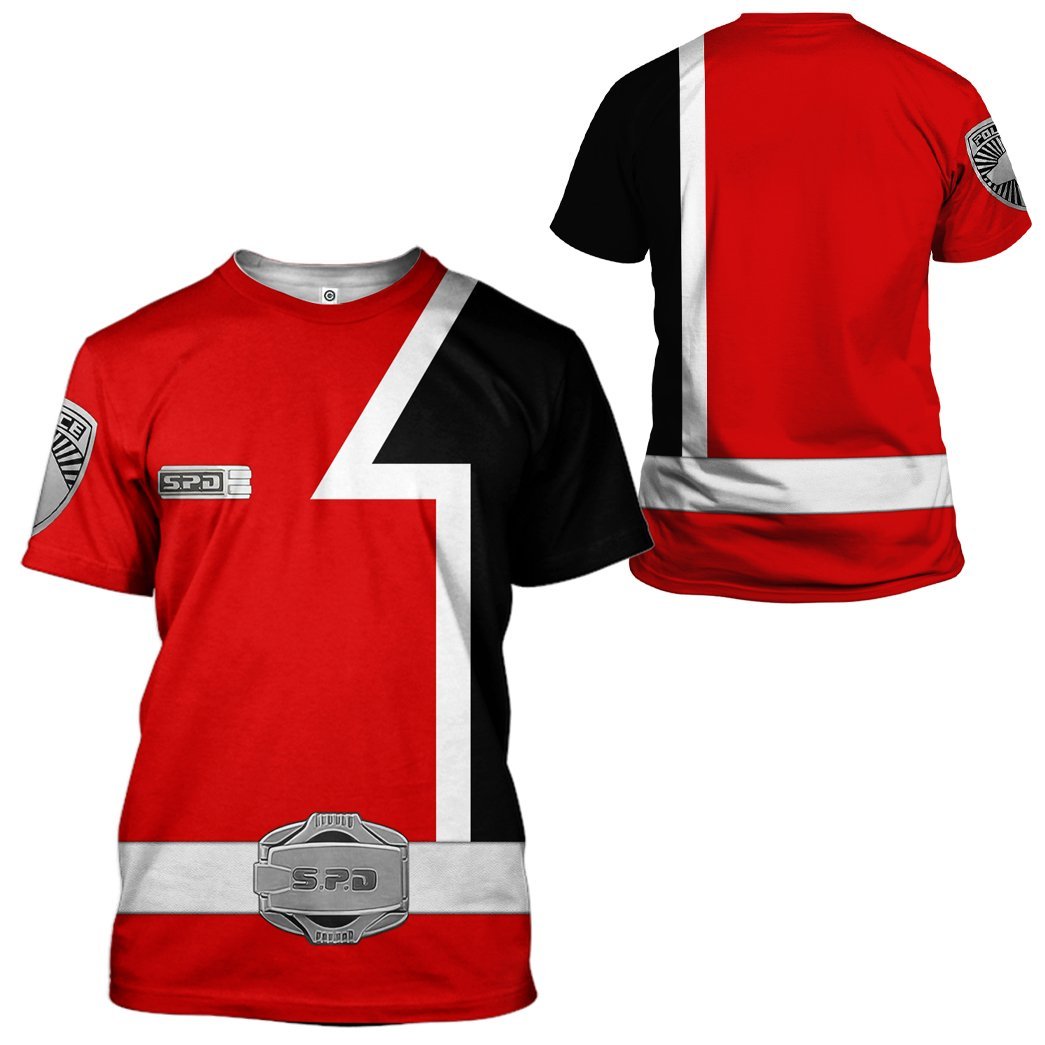 Gearhuman 3D Power Rangers SPD Red Tshirt Hoodie Apparel GB13019 3D Apparel