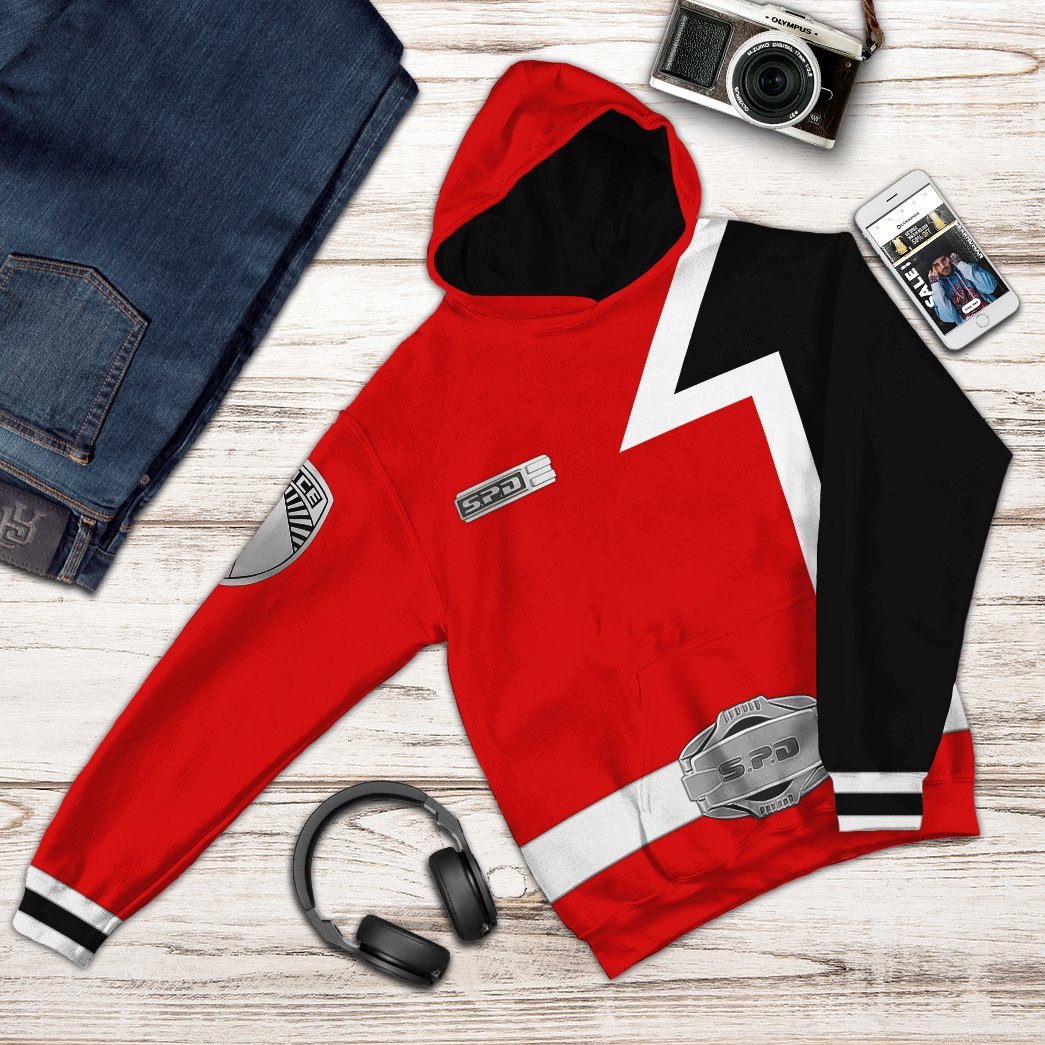 Gearhumans 3D Red Ranger S.P.D Custom Hockey Jersey